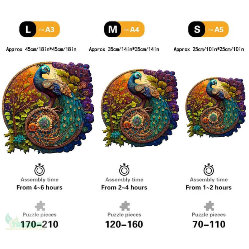 Round Peacock Bird Wooden Puzzle Adult kids Toy - Image 6