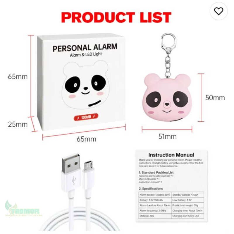Cute Rechargeable Personal Alarm Keychain. - Image 5