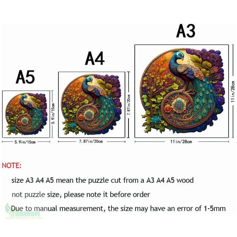 Round Peacock Bird Wooden Puzzle Adult kids Toy - Image 5