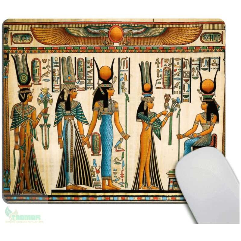 Egyptian Mouse Pad, Papyrus Depicting Queen Nefertari Making an Offering to Isis