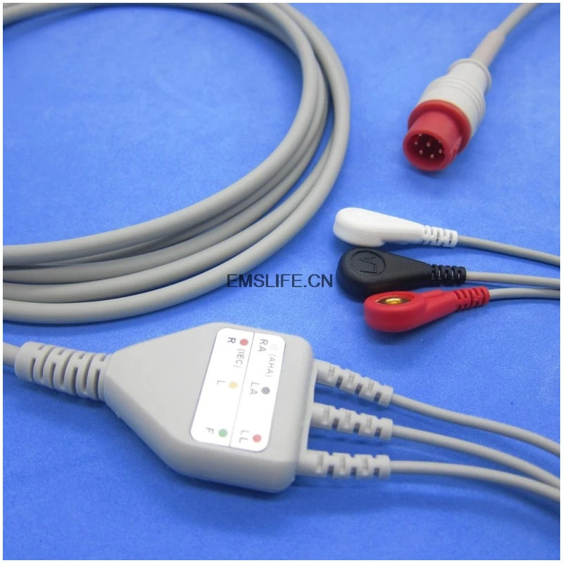 ECG cable with 3 leads snap for bionet BM3 patient monitor