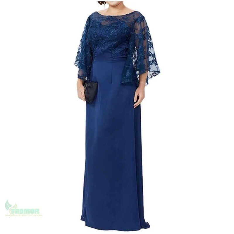 Long Sleeve Lace Top Plus Size Mother of the Bride Dress Floor Length - Image 2