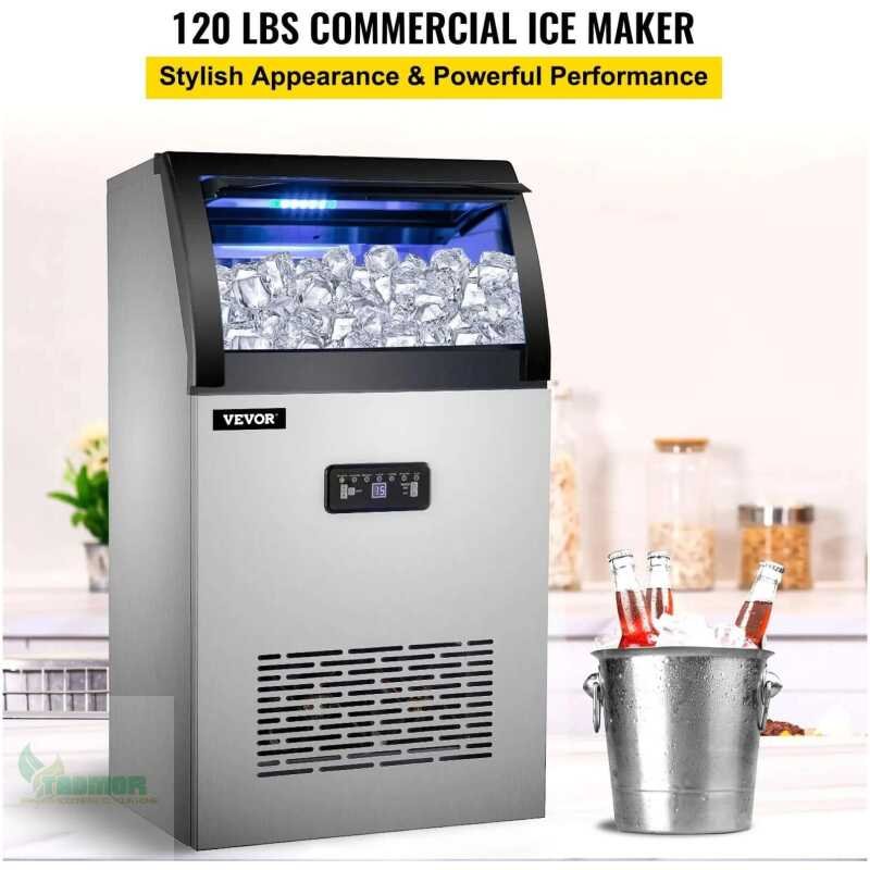 VEVOR Commercial Ice Maker 50Kg/24H Automatic 2-In-1 Water Inlet Built-in Ice Cube Machine Electric Cooler Kitchen Appliance - Image 2