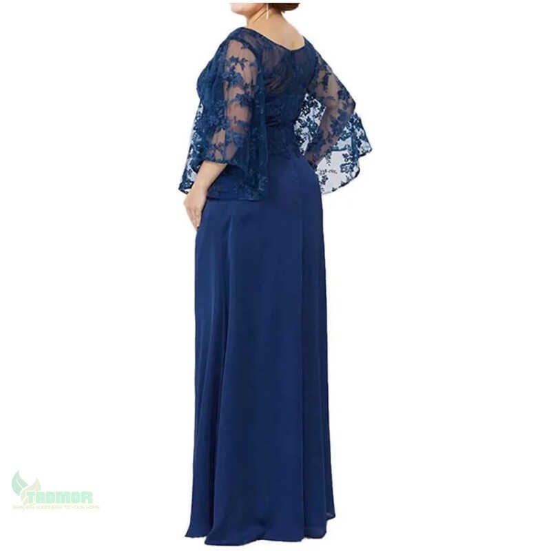 Long Sleeve Lace Top Plus Size Mother of the Bride Dress Floor Length - Image 3