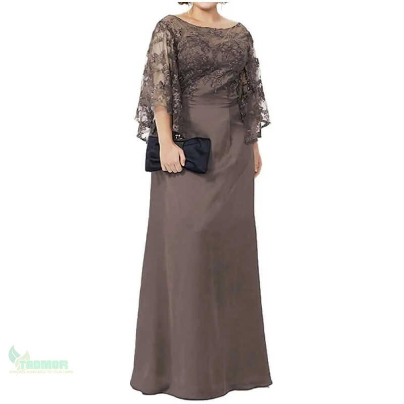 Long Sleeve Lace Top Plus Size Mother of the Bride Dress Floor Length - Image 5