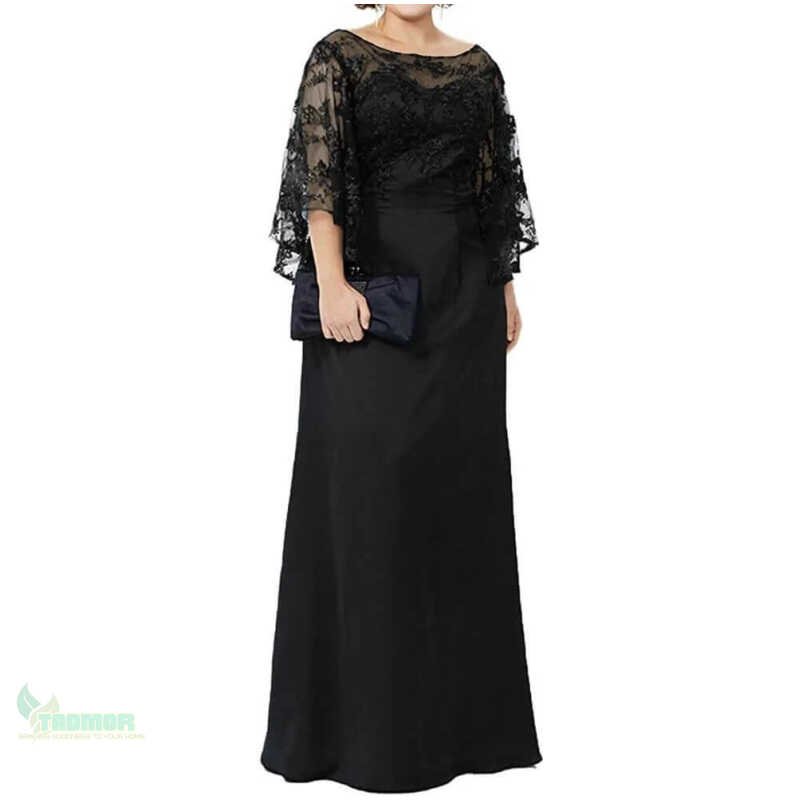 Long Sleeve Lace Top Plus Size Mother of the Bride Dress Floor Length - Image 4