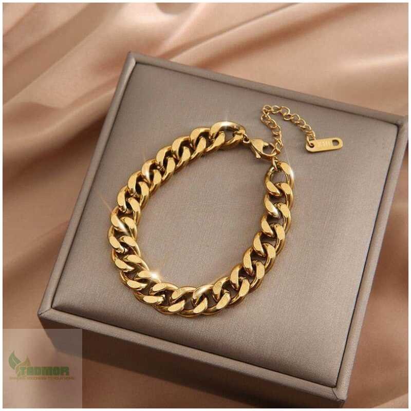 316L Stainless Steel Fashion Link Chain Bangle Charm Bracelets for Women - Image 9