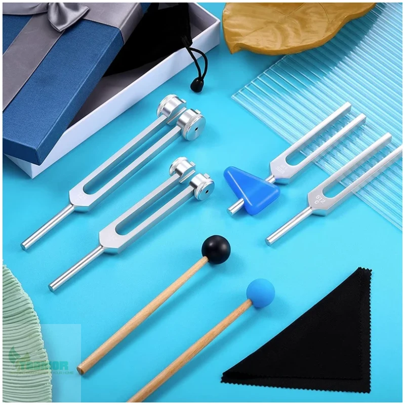 1/4 Pack Tuning Fork Set(128 Hz,256 Hz,512 Hz,528 Hz)With Tuning Fork Hammer For Sound Healing Sound Vibration Tools - Image 2