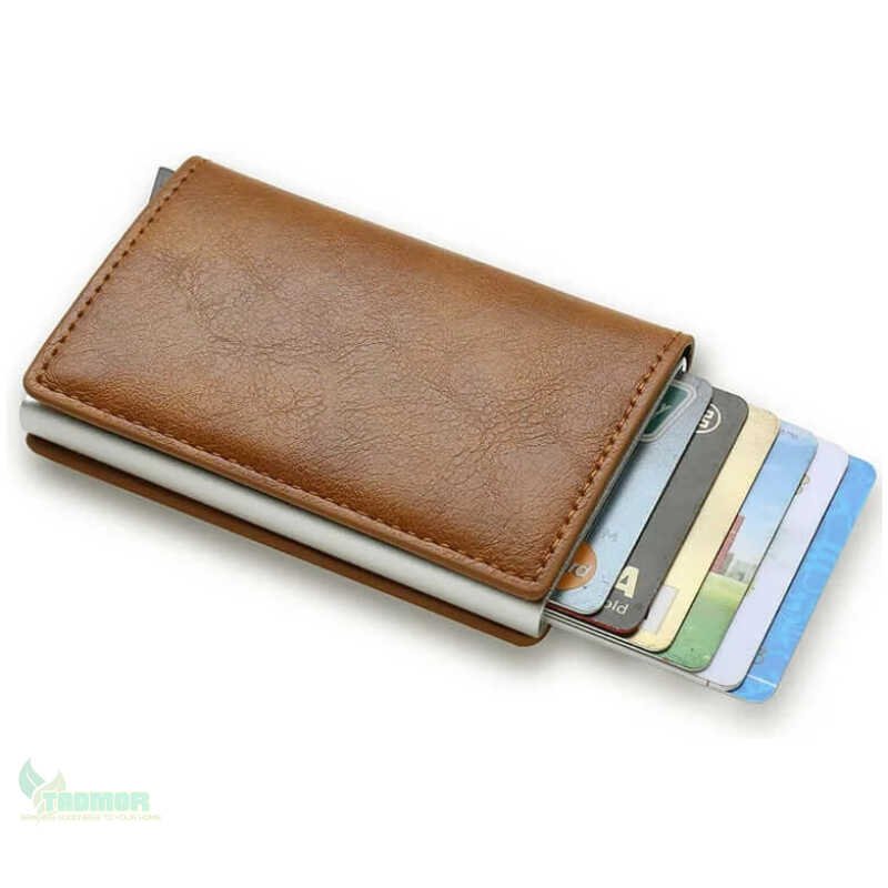 Leather Slim Mini Credit Card Wallet Men - Image 3