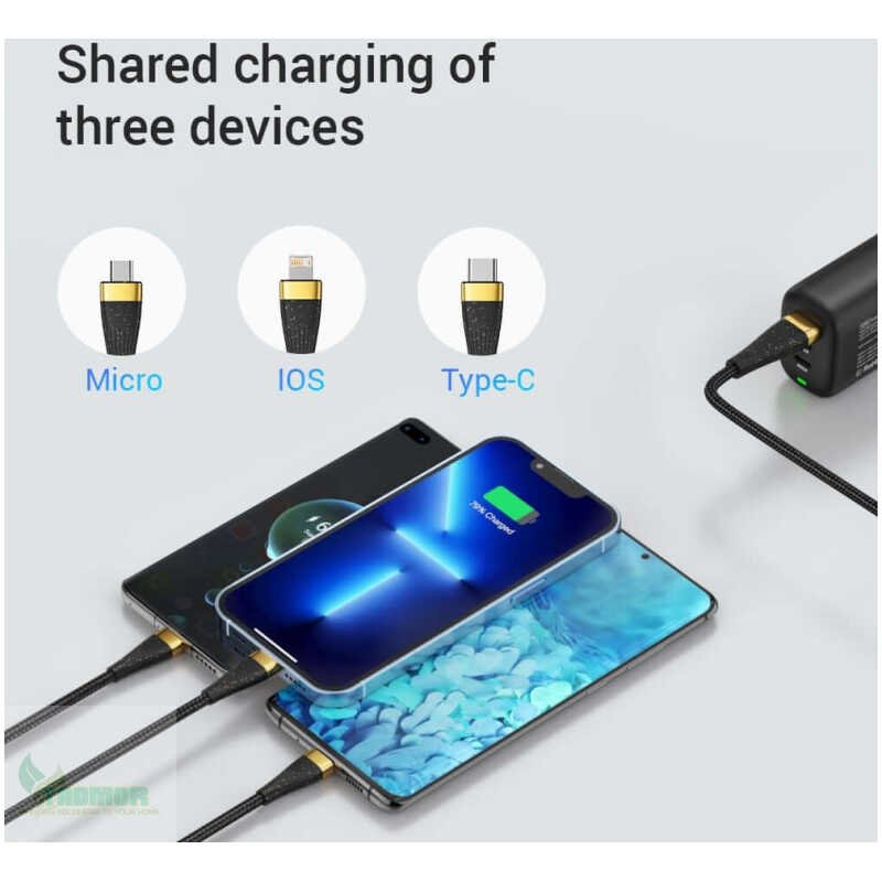 SOMETECH 3-in-1 USB Charge Cable 6A 100W: Huawei/Honor, iPhone 14, Samsung - Image 4
