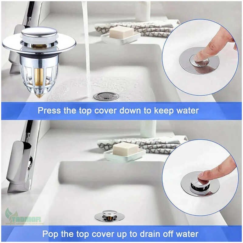 Press Bounce Basin Pop-up Drain Filter - Image 5