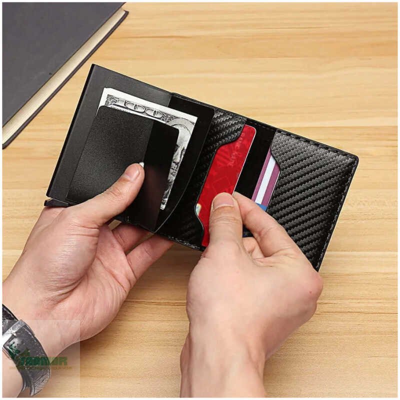 Leather Slim Mini Credit Card Wallet Men - Image 6
