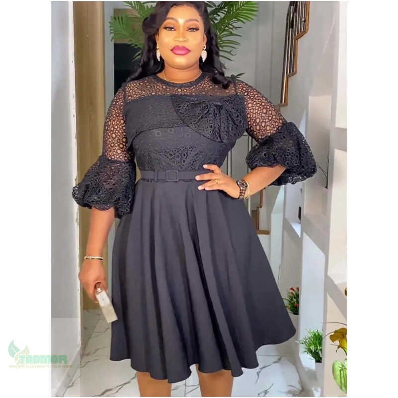Plus Size African Party Dresses for Women 2024 New Fashion Dashiki Ankara Lace Wedding Gowns Elegant - Image 4