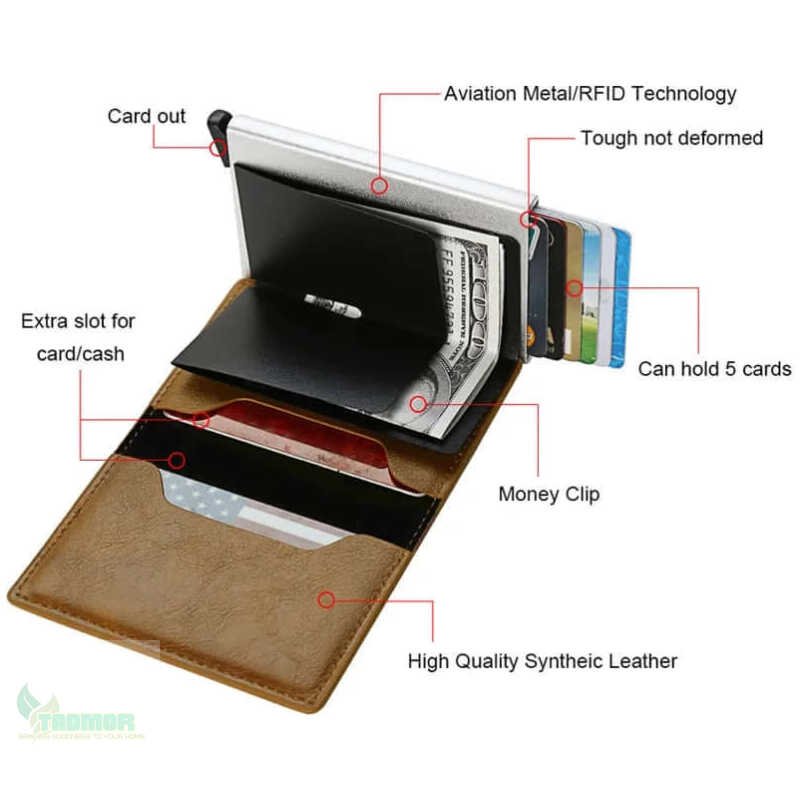 Leather Slim Mini Credit Card Wallet Men - Image 5