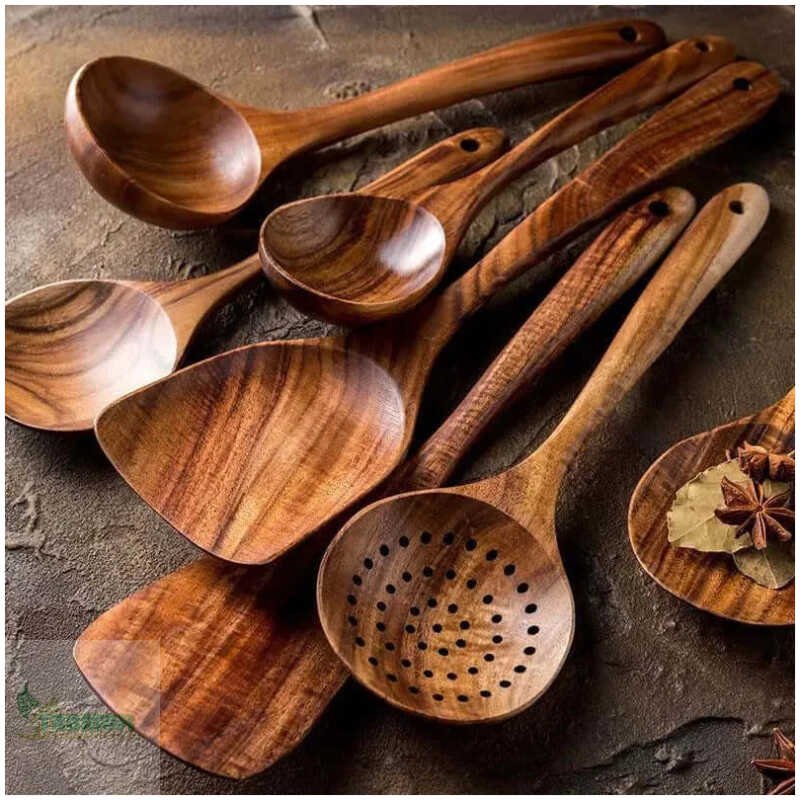 Thailand Wood Kitchenware Tools Set / Tableware Cooking Spoons