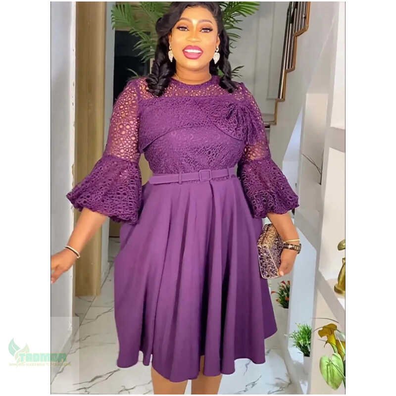 Plus Size African Party Dresses for Women 2024 New Fashion Dashiki Ankara Lace Wedding Gowns Elegant - Image 3