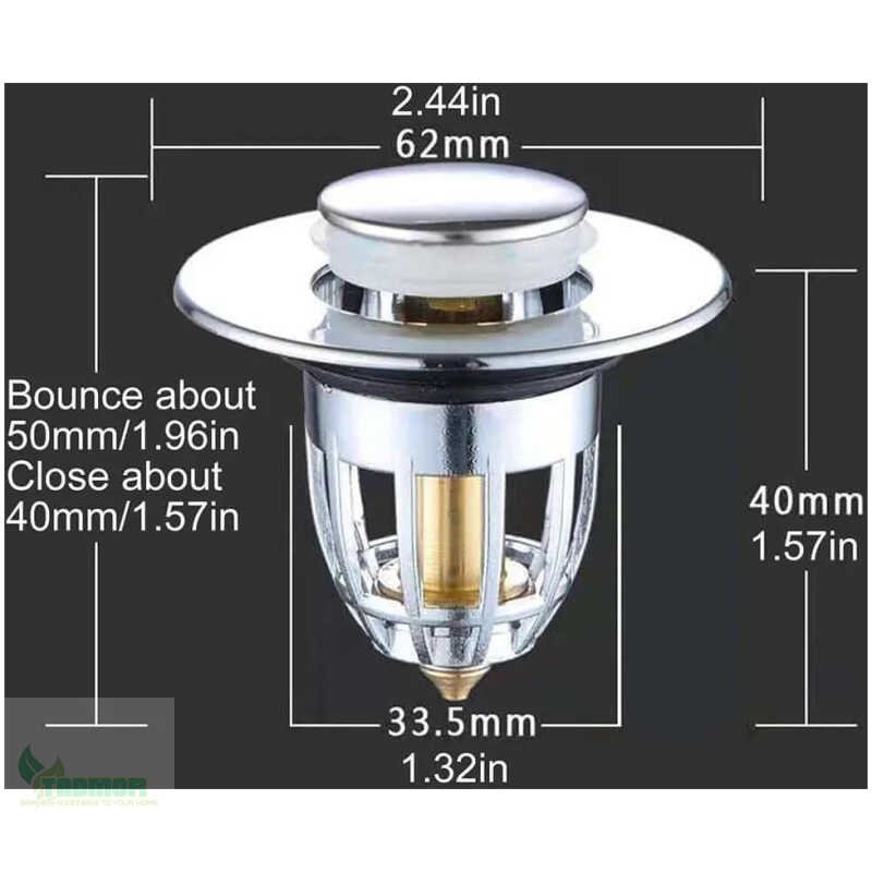 Press Bounce Basin Pop-up Drain Filter - Image 6