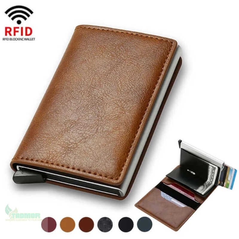 Leather Slim Mini Credit Card Wallet Men