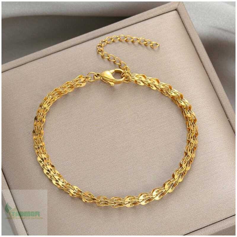 316L Stainless Steel Fashion Link Chain Bangle Charm Bracelets for Women - Image 7
