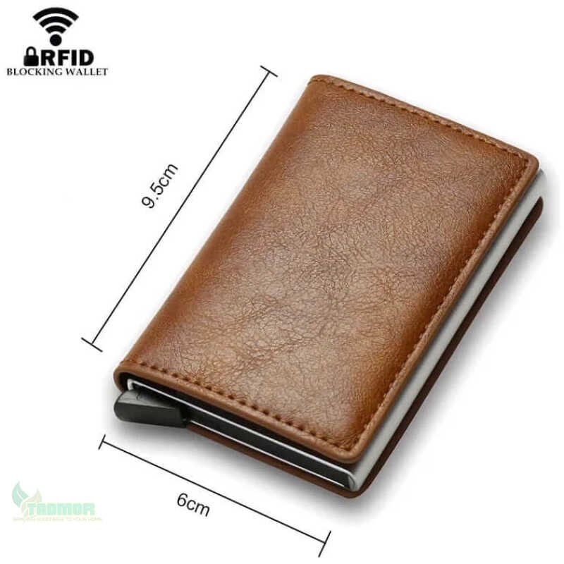 Leather Slim Mini Credit Card Wallet Men - Image 2