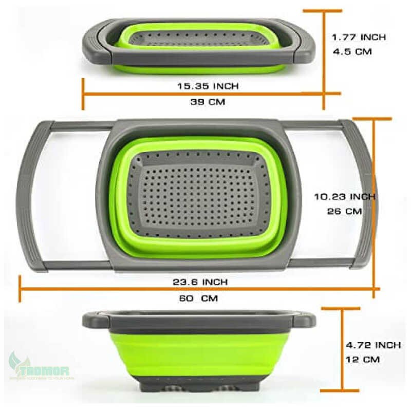 Silicone Collapsible Over The Sink Retractable Colander With Handle - Image 6