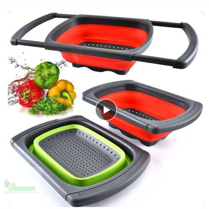Silicone Collapsible Over The Sink Retractable Colander With Handle - Image 7